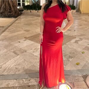 Red One Shoulder Dress - L